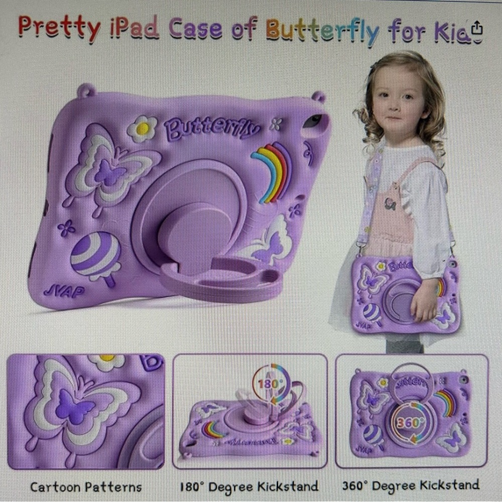 Lavender Butterfly Tablet Cover with Stand